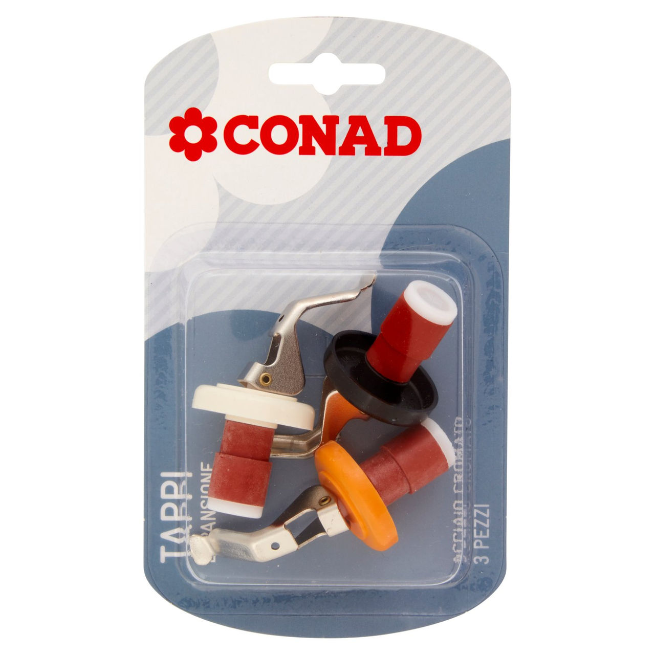 CONAD Tappi Espansione Acciaio Cromato 3 pz