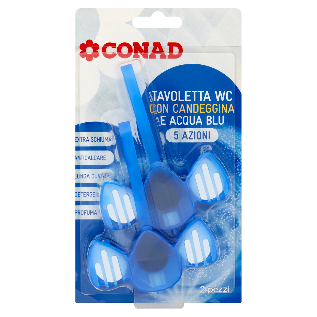 CONAD Tavoletta WC con Candeggina e Acqua Blu 5 Azioni 2 x 33 g