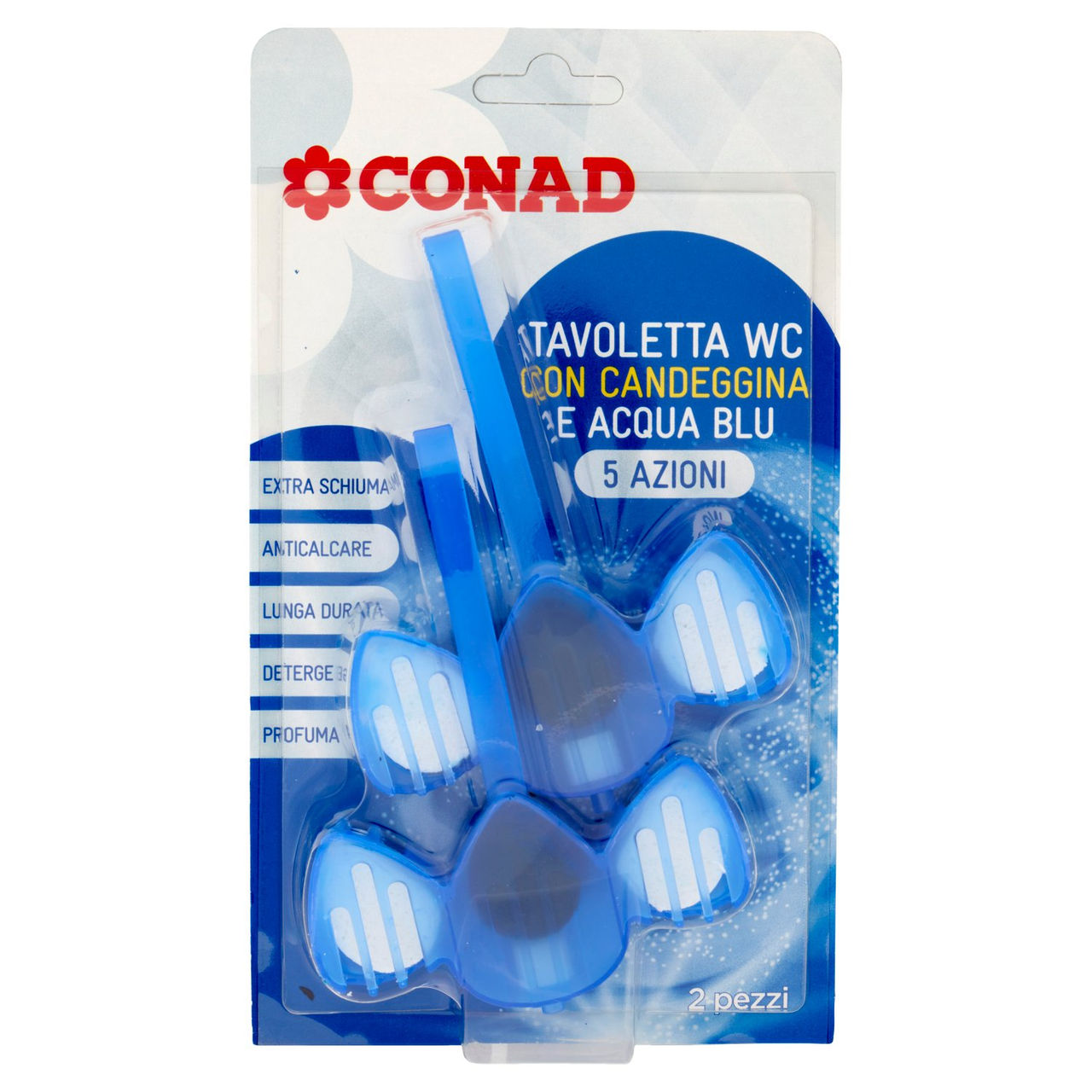CONAD Tavoletta WC con Candeggina e Acqua Blu 5 Azioni 2 x 33 g