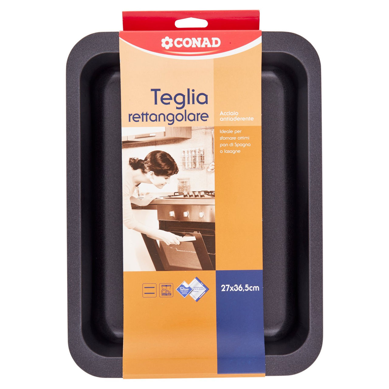 CONAD Teglia rettangolare Acciaio antiaderente 27x36,5 cm