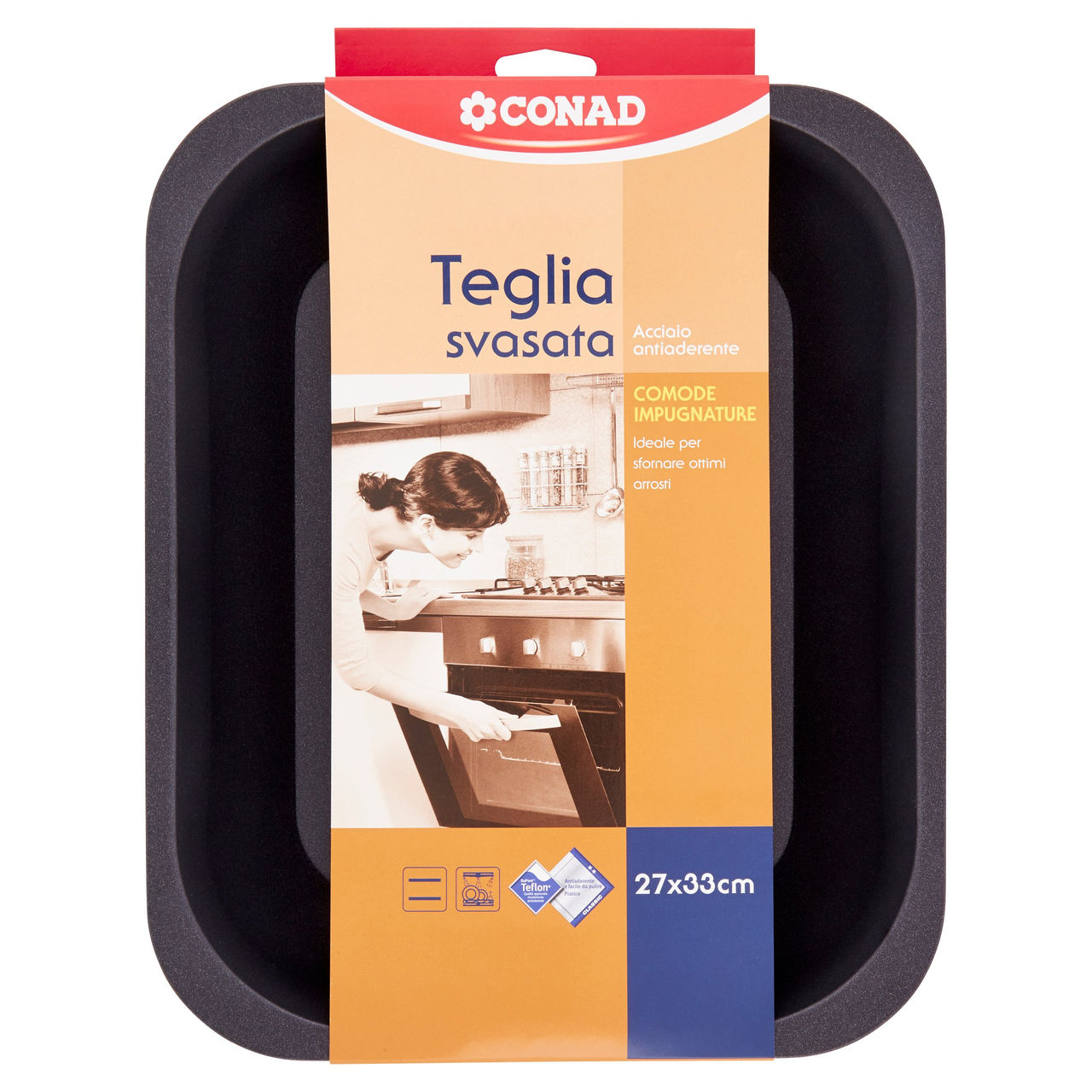 CONAD Teglia svasata Acciaio antiaderente 27x33 cm