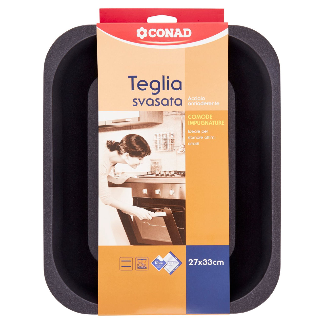 CONAD Teglia svasata Acciaio antiaderente 27x33 cm