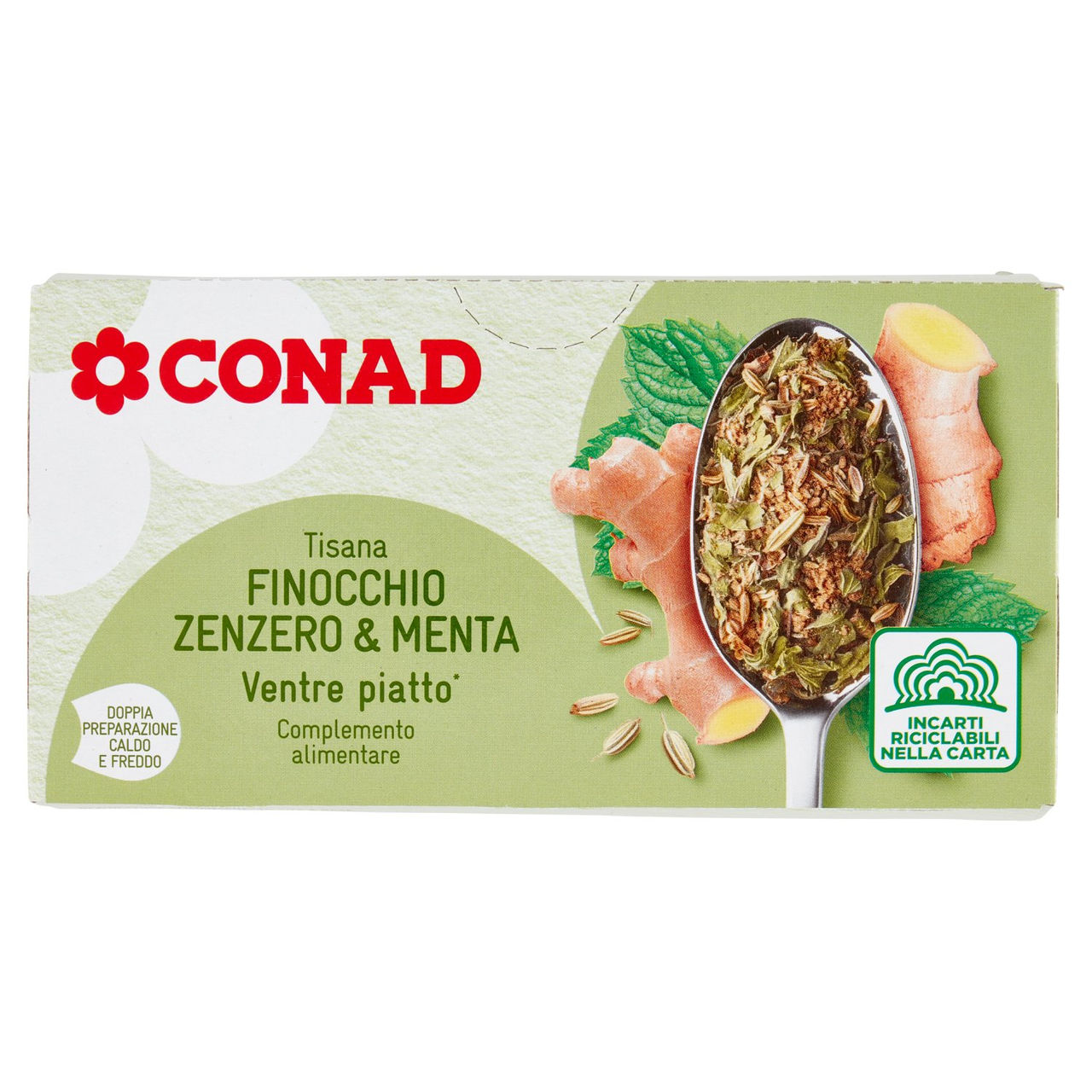 CONAD Tisana Finocchio Zenzero & Menta Ventre piatto* 20 filtri da 2,5 g