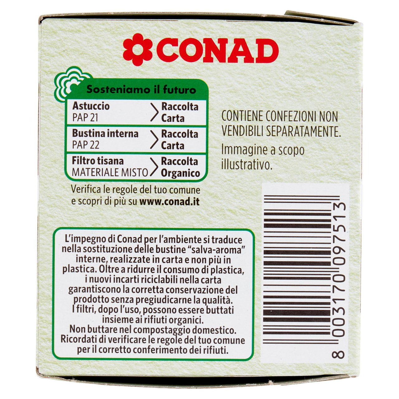 CONAD Tisana Finocchio Zenzero & Menta Ventre piatto* 20 filtri da 2,5 g