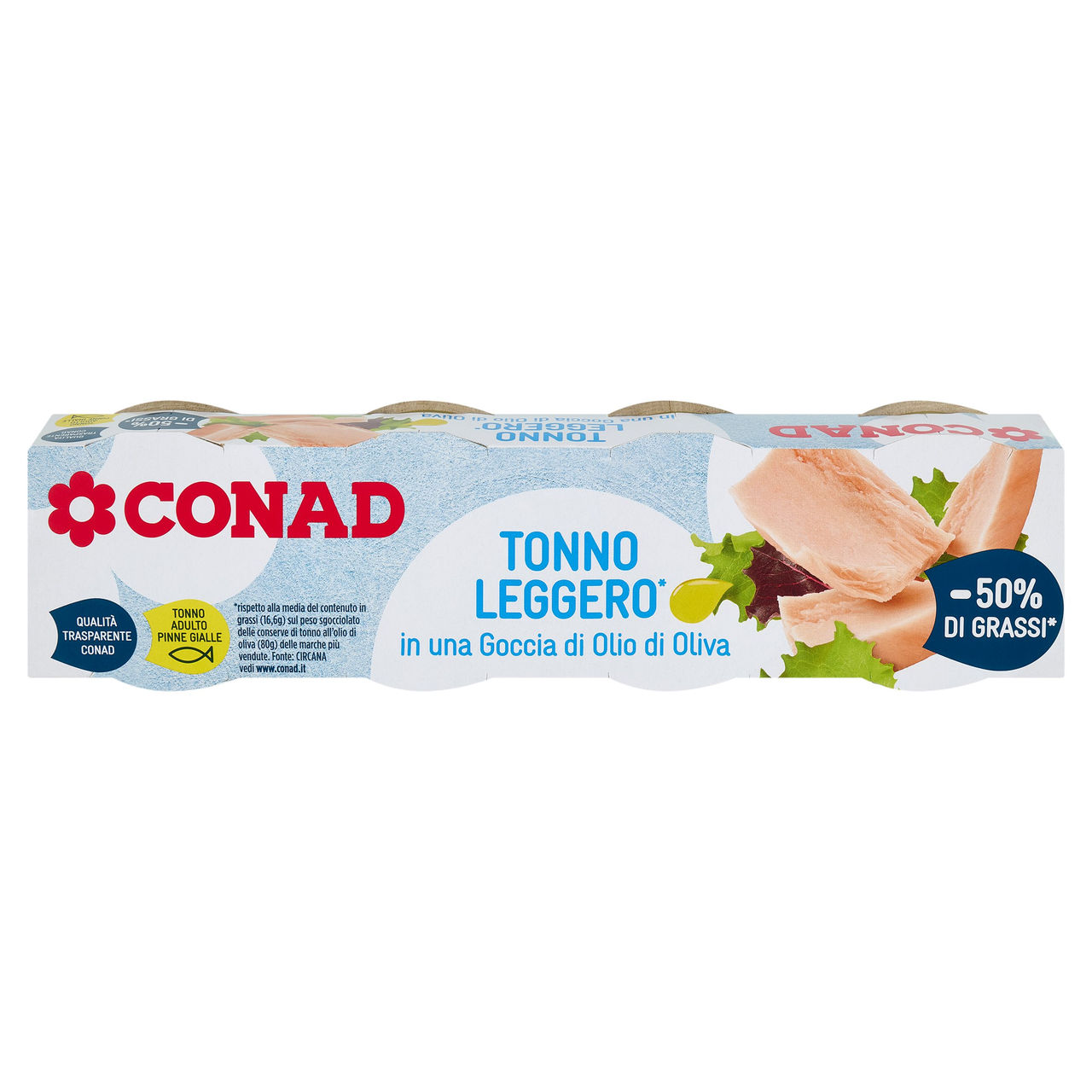 CONAD Tonno Leggero* in una Goccia di Olio di Oliva 4 x 60 g