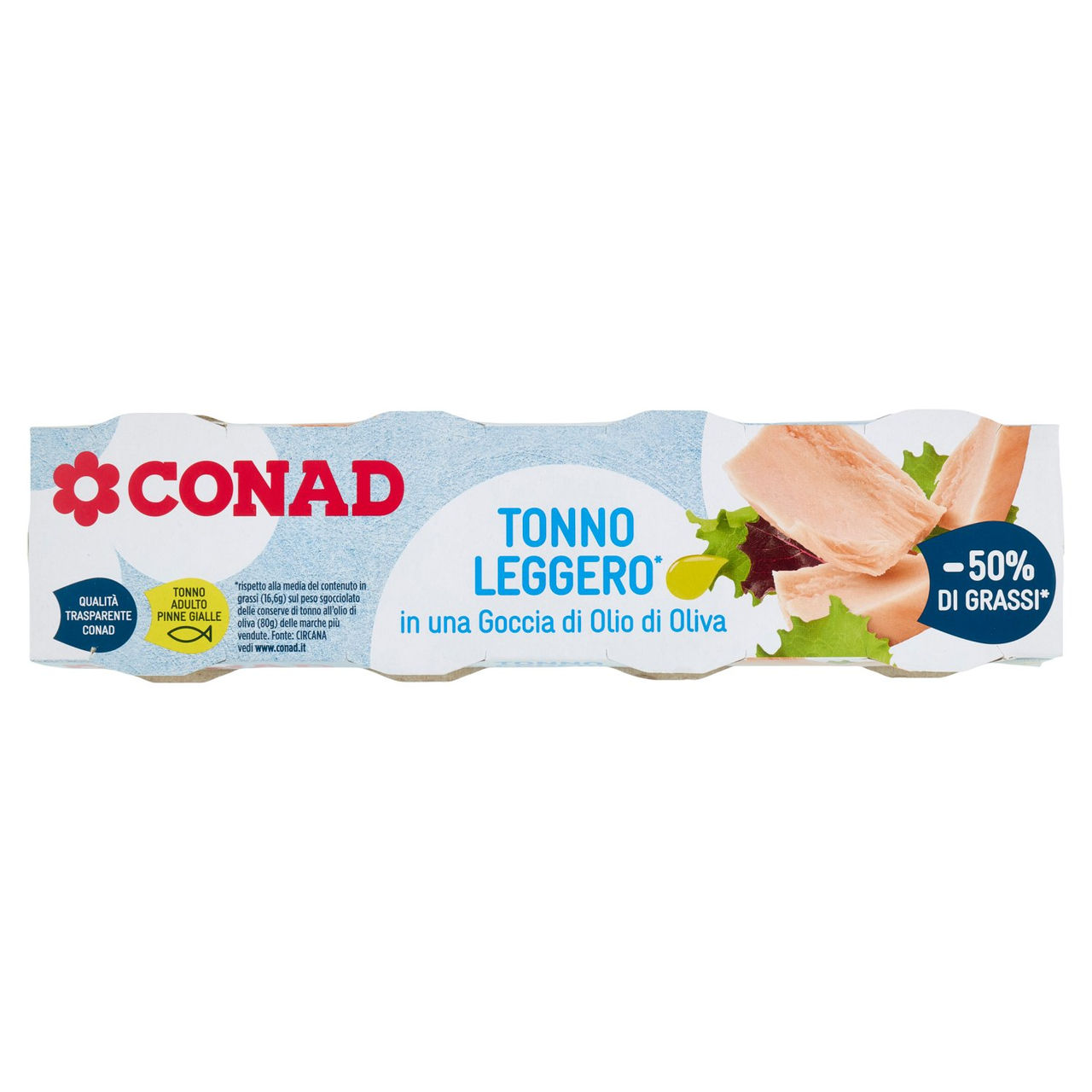 CONAD Tonno Leggero* in una Goccia di Olio di Oliva 4 x 60 g