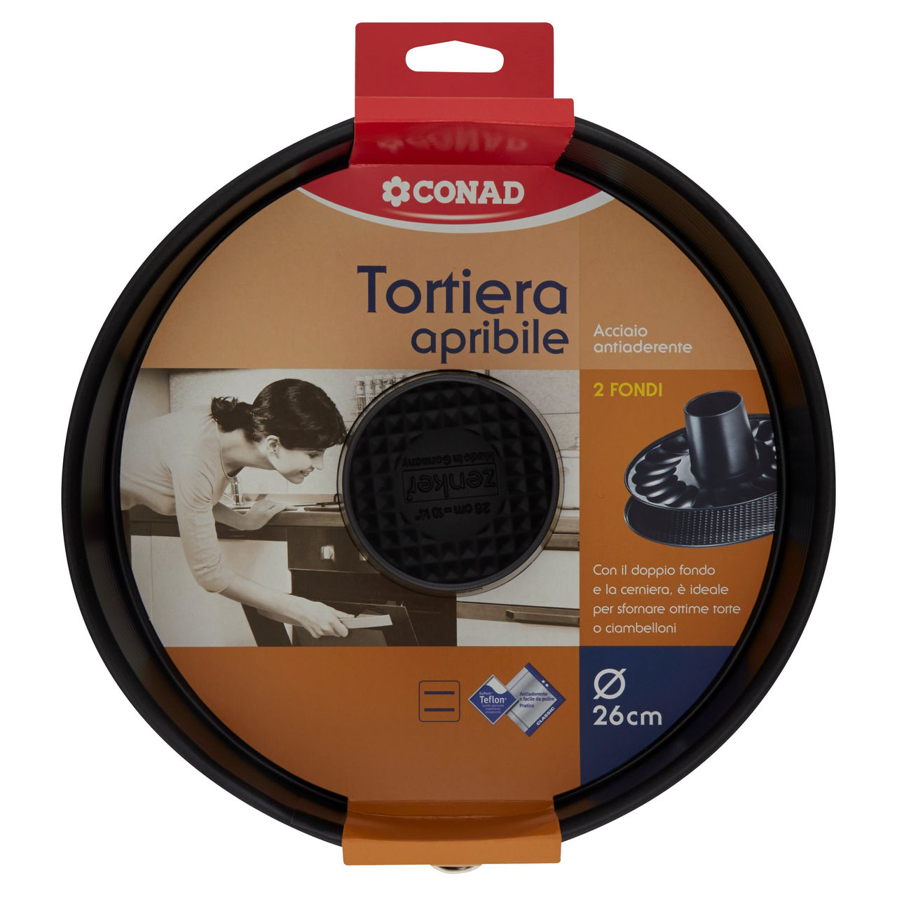 CONAD Tortiera apribile 2 Fondi Ø 26 cm