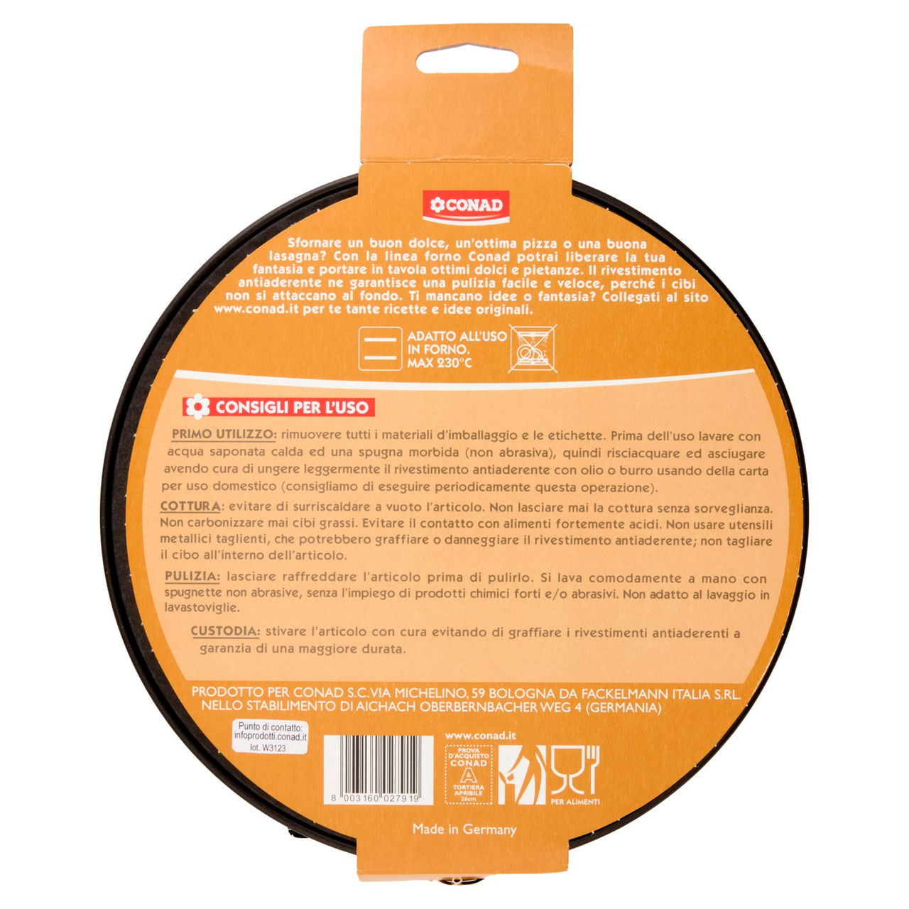 CONAD Tortiera apribile Acciaio antiaderente Ø 26 cm