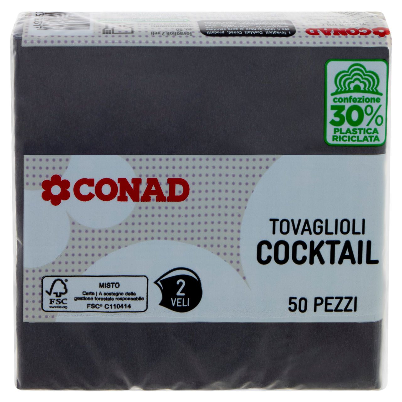 CONAD Tovaglioli Cocktail Neri 2 Veli 50 pz