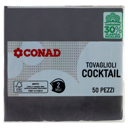 CONAD Tovaglioli Cocktail Neri 2 Veli 50 pz
