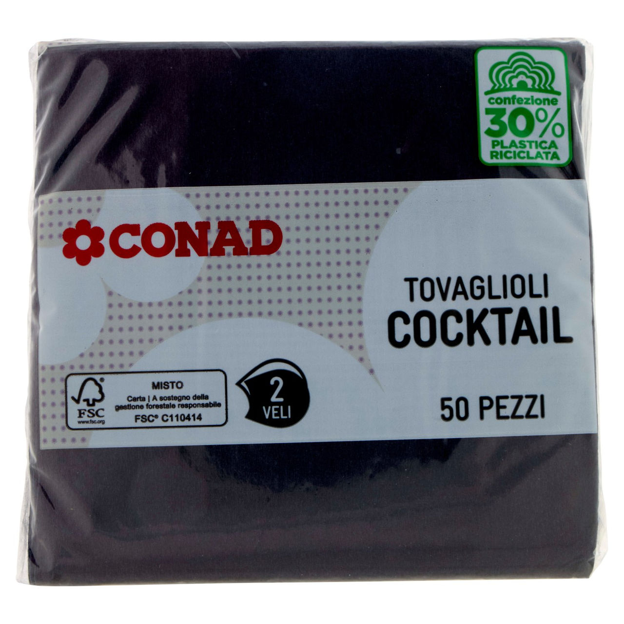 CONAD Tovaglioli Cocktail Neri 2 Veli 50 pz