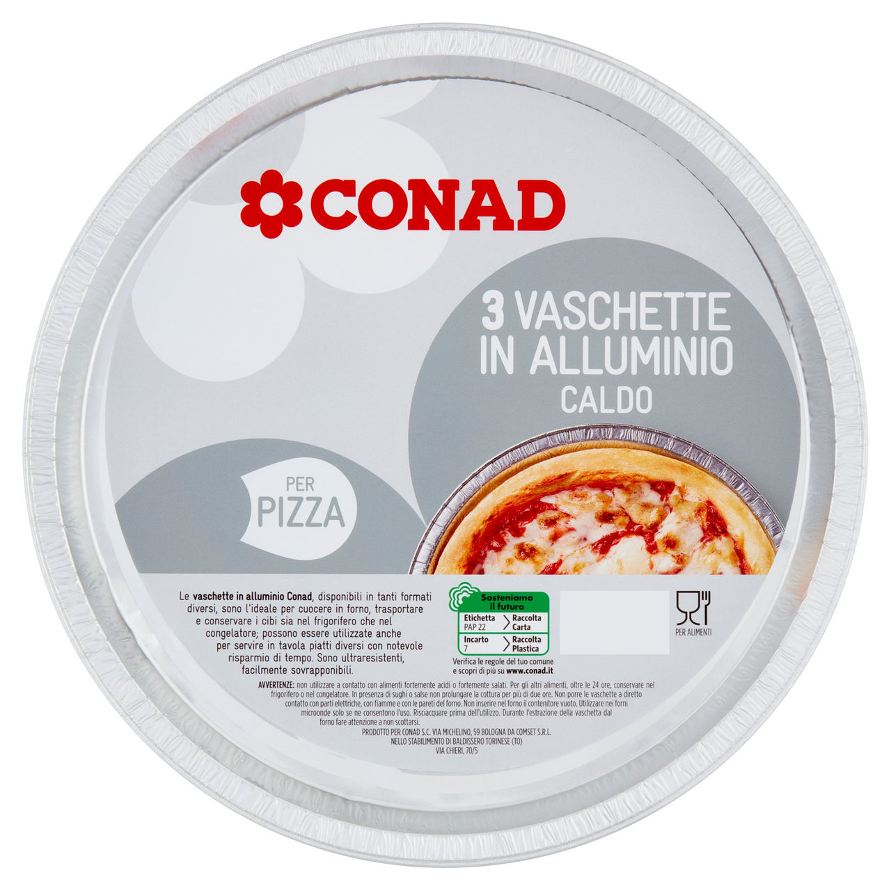Vaschette in Alluminio Per Pizza 3 pz Conad online