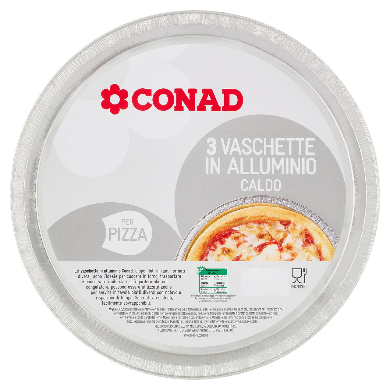 Vaschette in Alluminio Per Pizza 3 pz Conad online