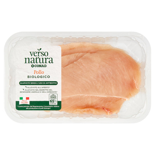 CONAD VERSO NATURA Allevato Senza l'Uso di Antibiotici Petto di Pollo Biologico a Fette