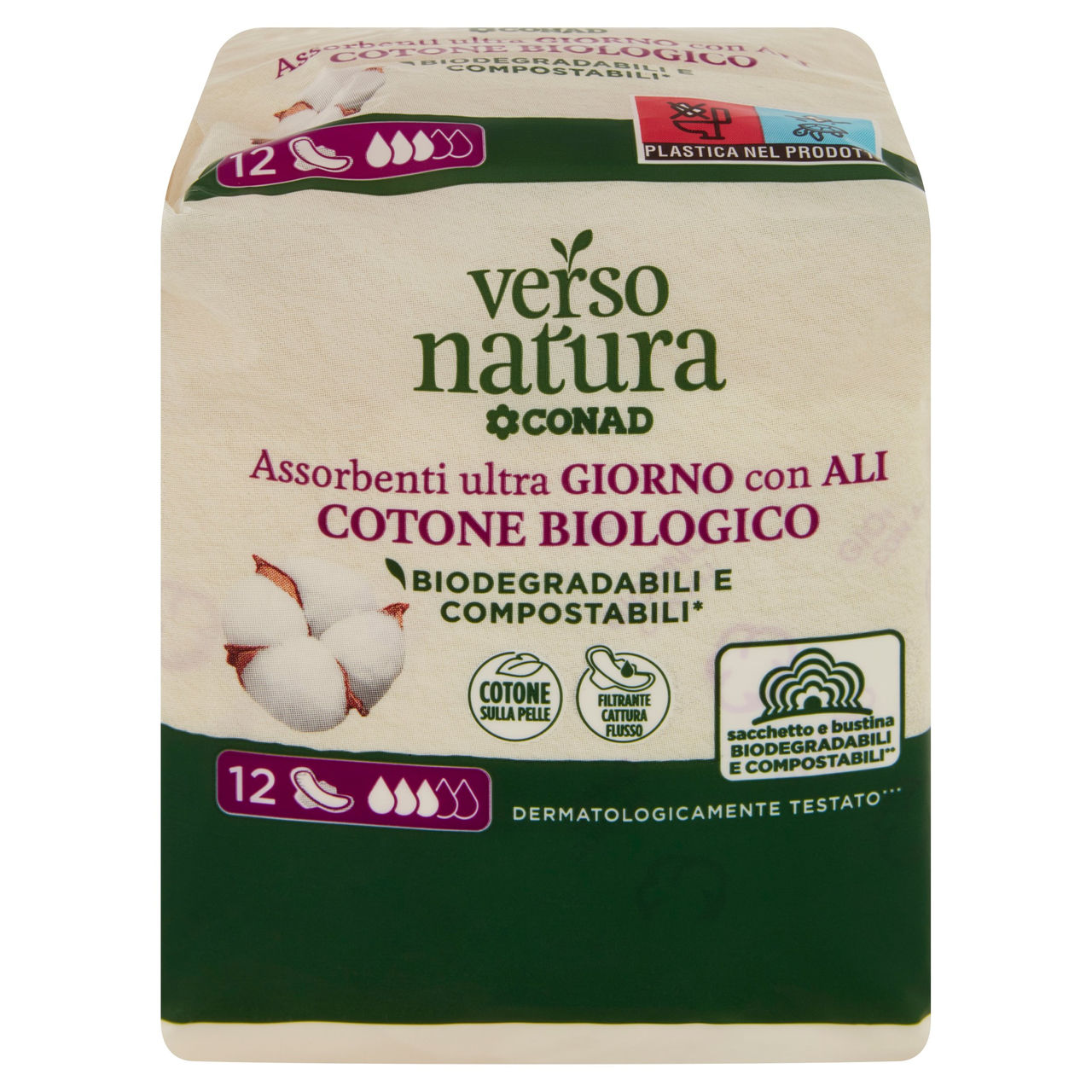 CONAD VERSO NATURA Assorbenti ultra Giorno con Ali Cotone Biologico 12 pz