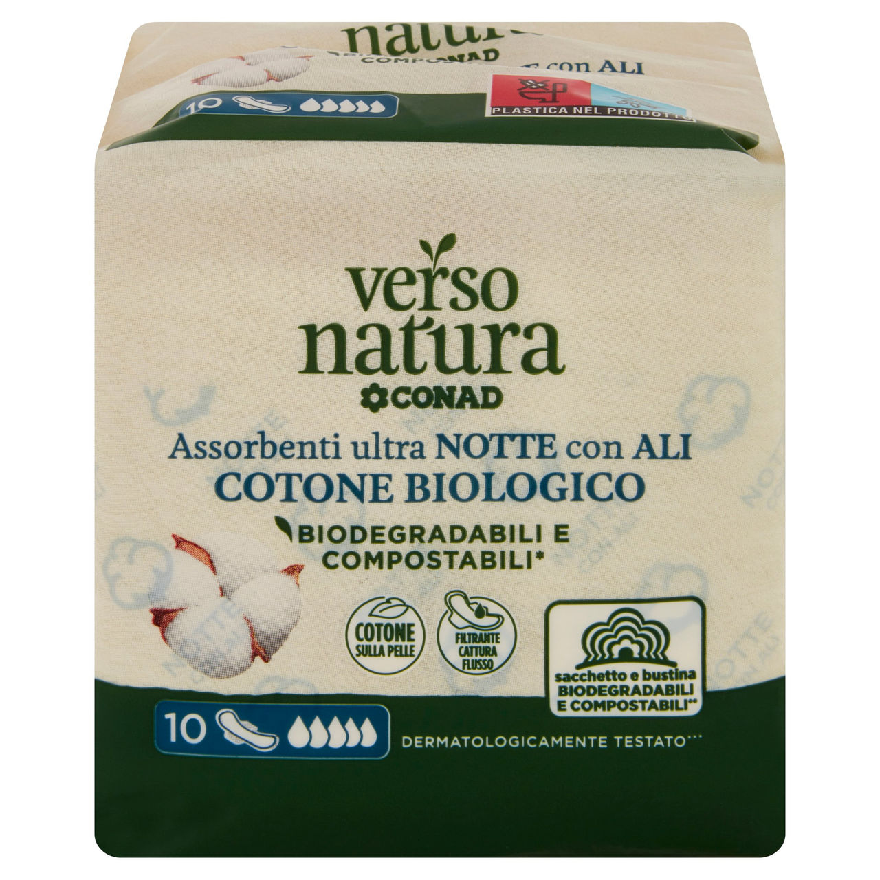 CONAD VERSO NATURA Assorbenti ultra Notte con Ali Cotone Biologico 10 pz