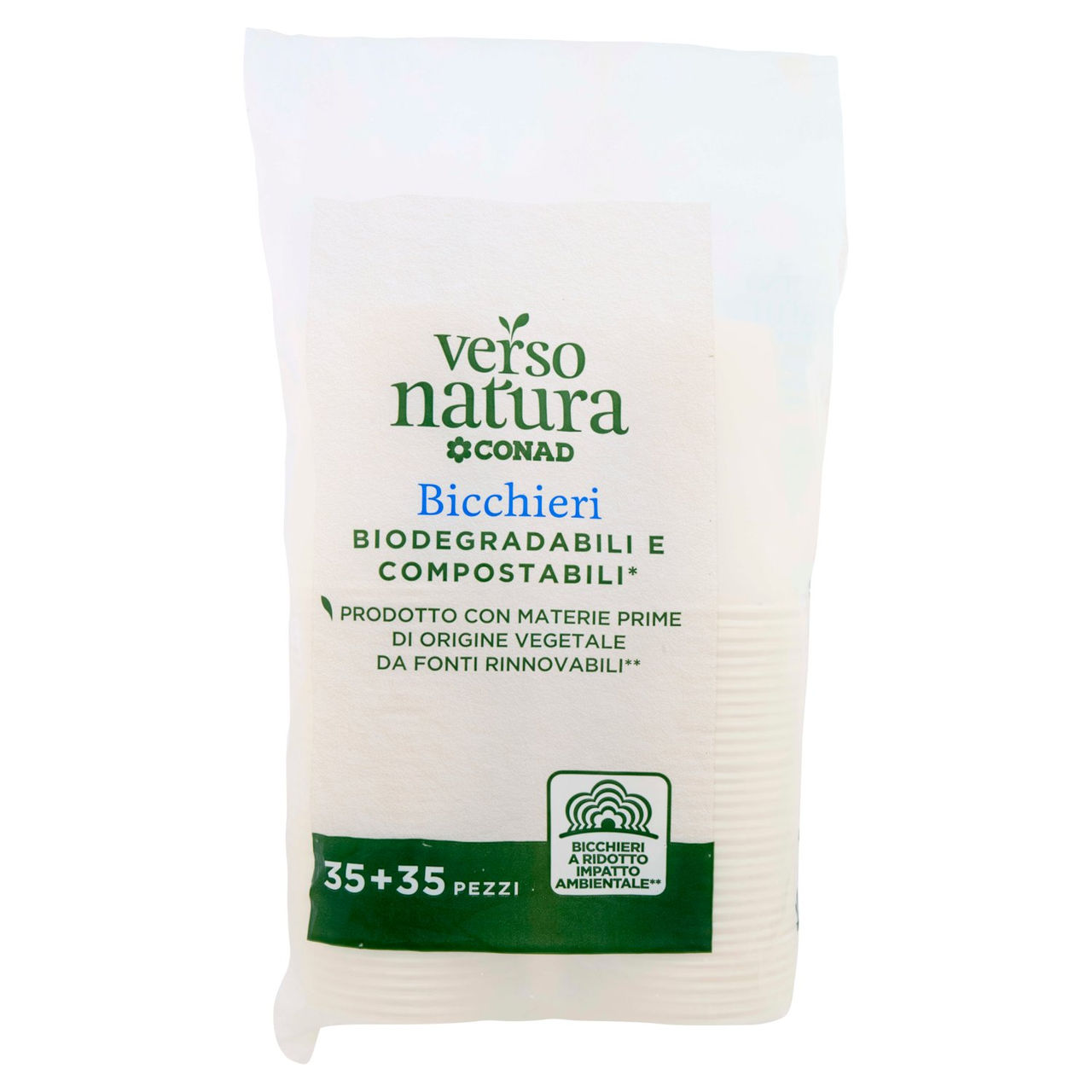 CONAD VERSO NATURA Bicchieri Biodegradabili e Compostabili* 35 35 pz