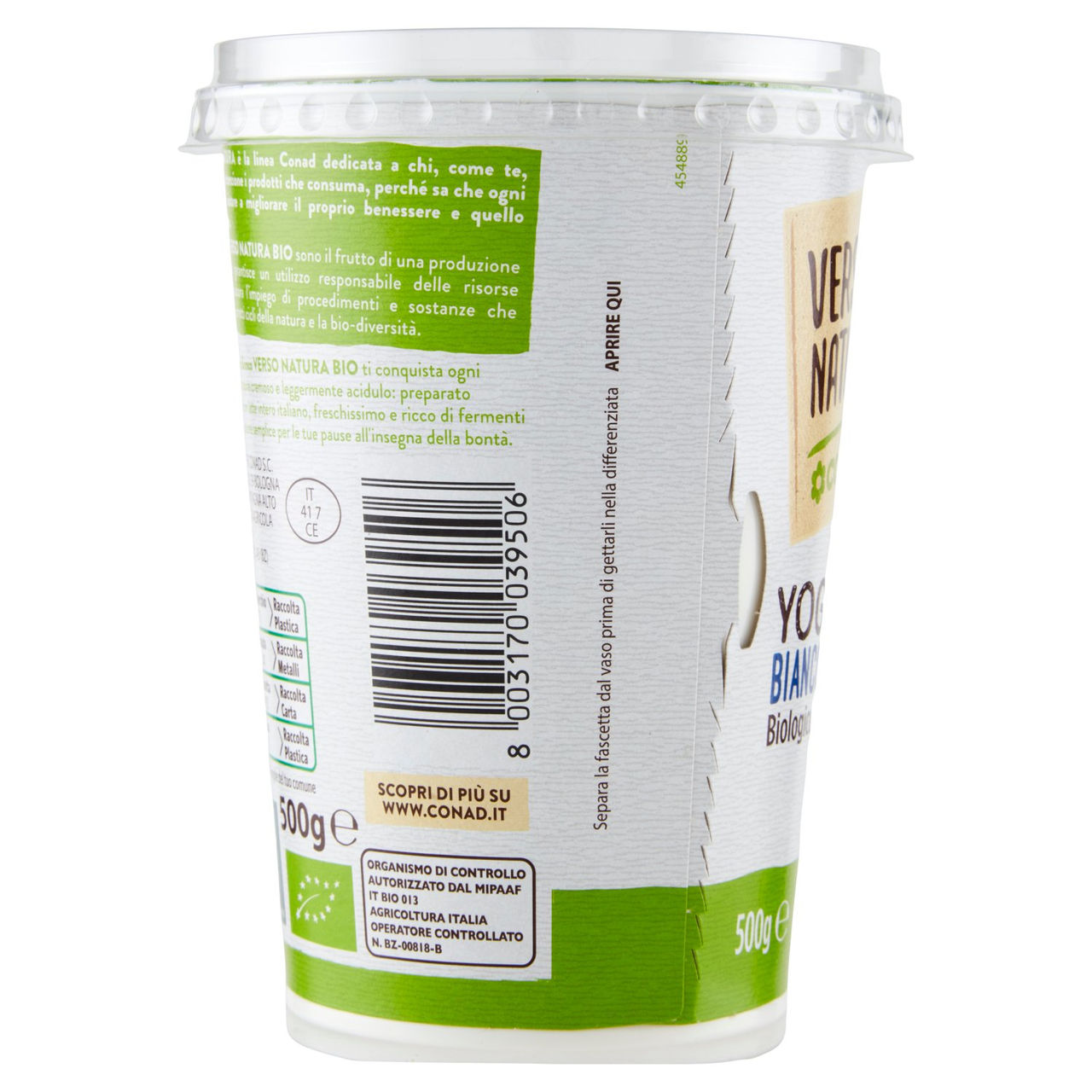 Yogurt Bianco Biologico Intero 500 g Conad online