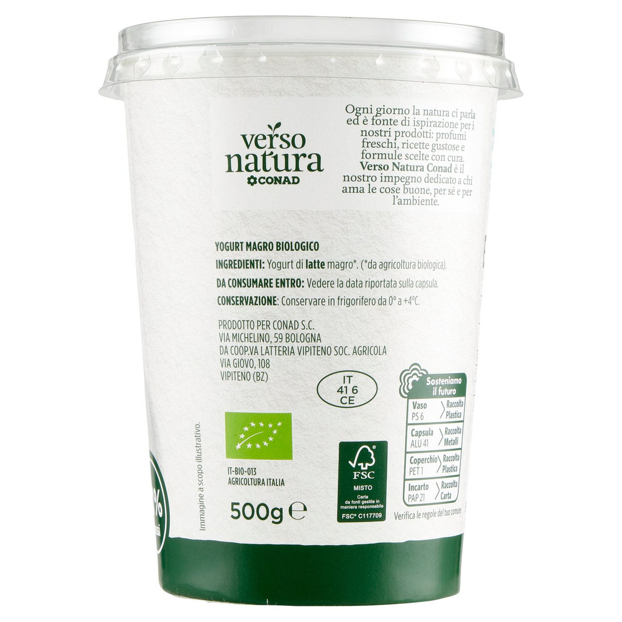 Yogurt Bianco Magro Biologico g 500 Conad Conad