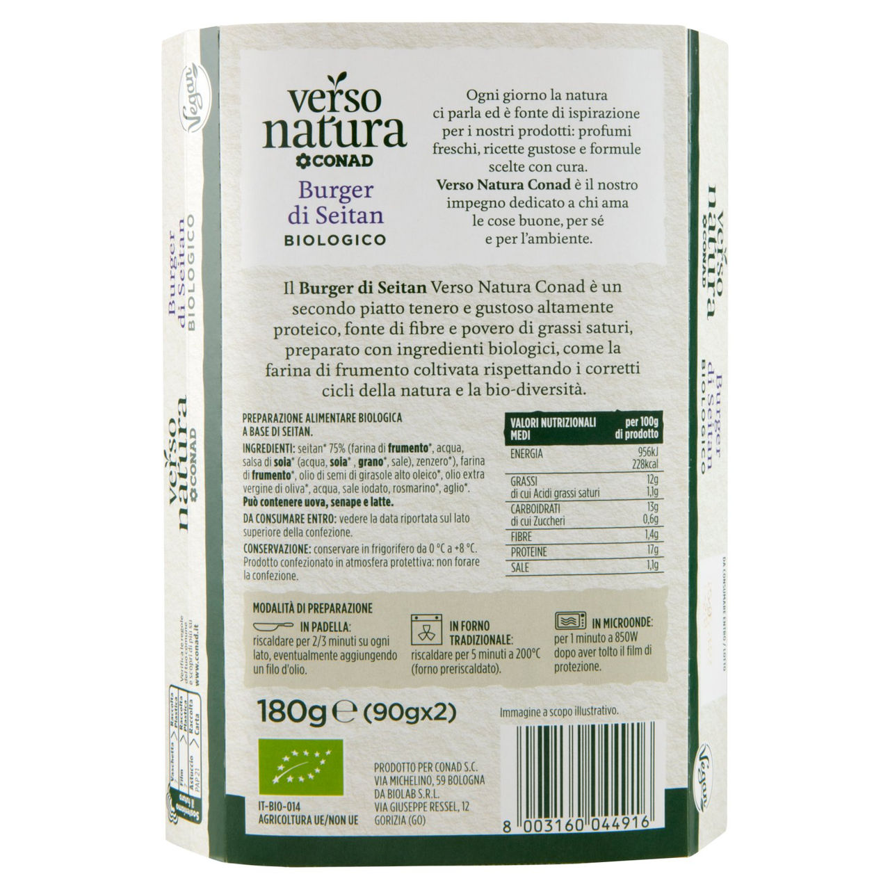 Burger di Seitan Bio Conad in vendita online