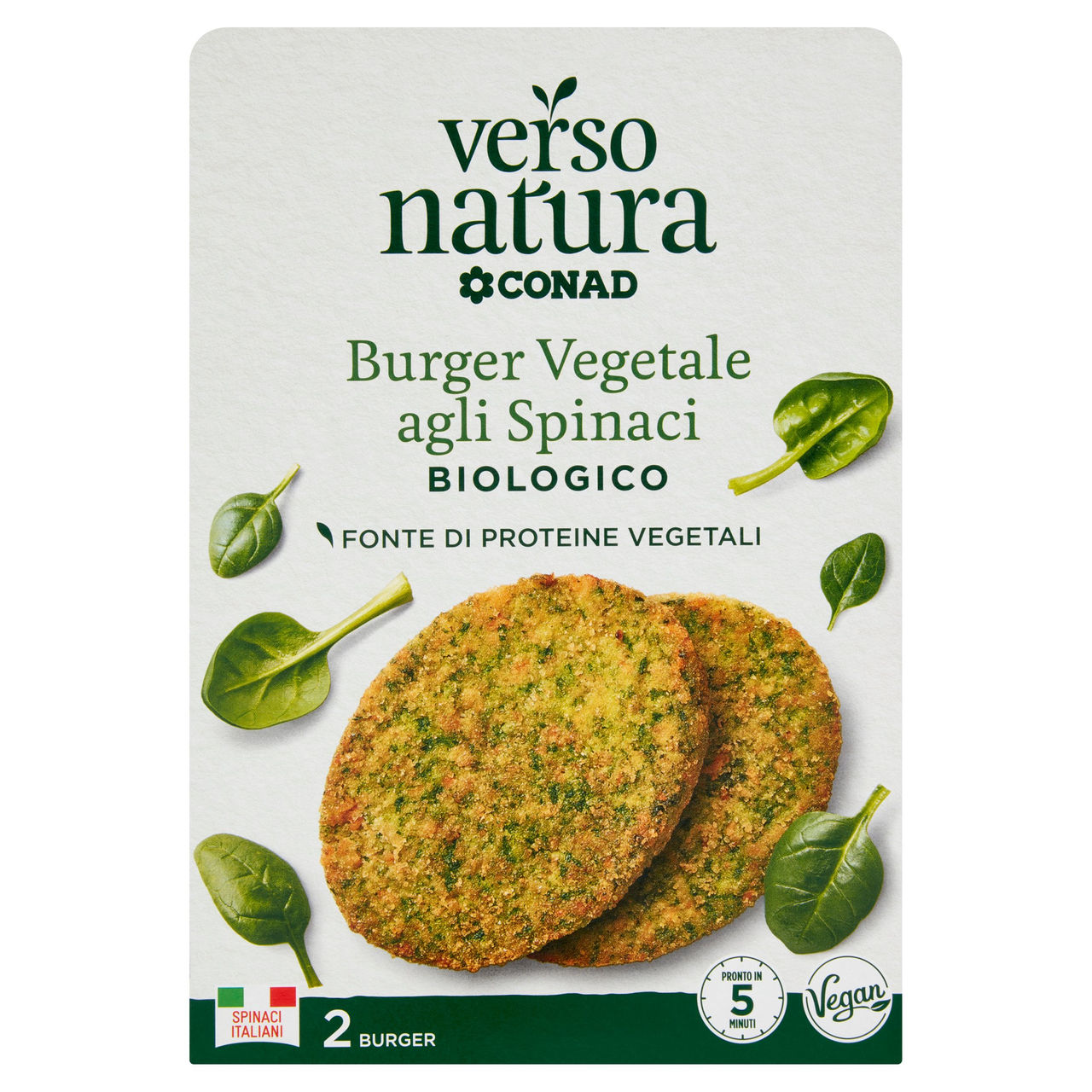 CONAD VERSO NATURA Burger Vegetale agli Spinaci Biologico 2 Burger 160 g