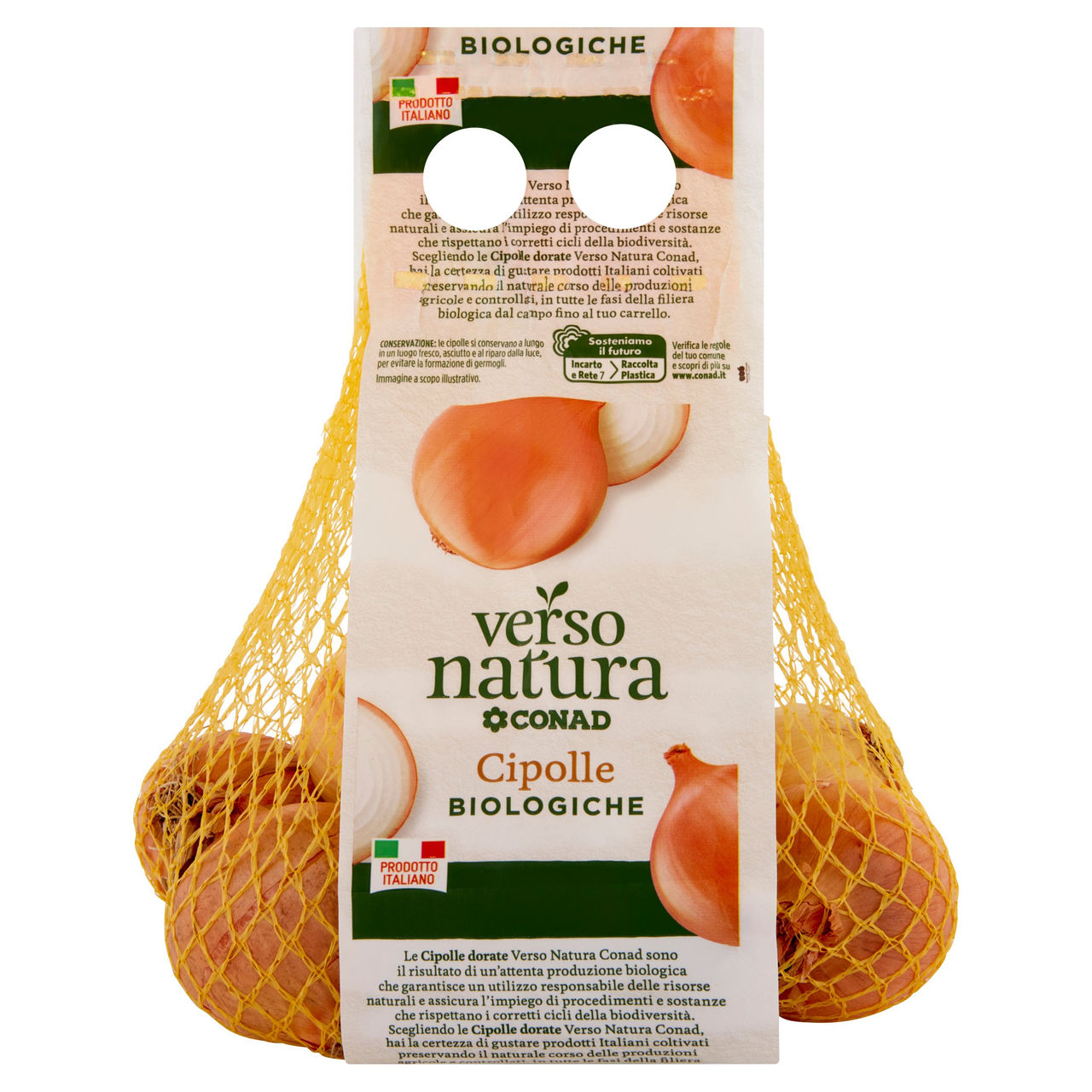 CONAD VERSO NATURA  Cipolle biologiche Dorata Cal. 40/60 Italia 0,500 kg