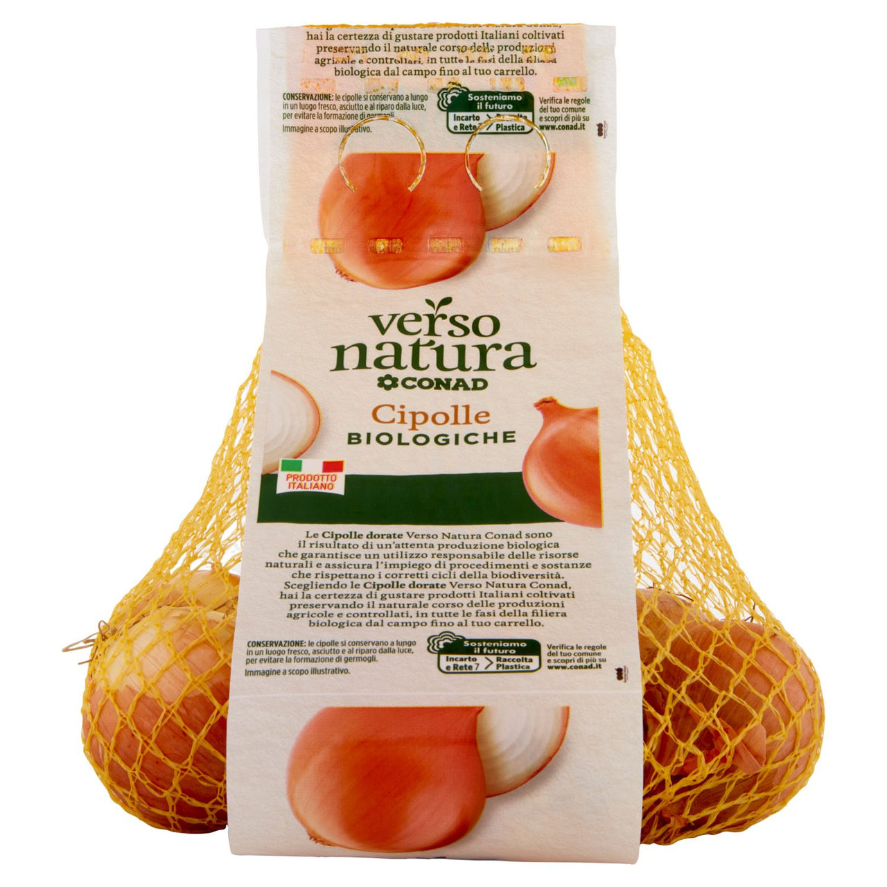 CONAD VERSO NATURA  Cipolle biologiche Dorata Cal. 40/60 Italia 0,500 kg