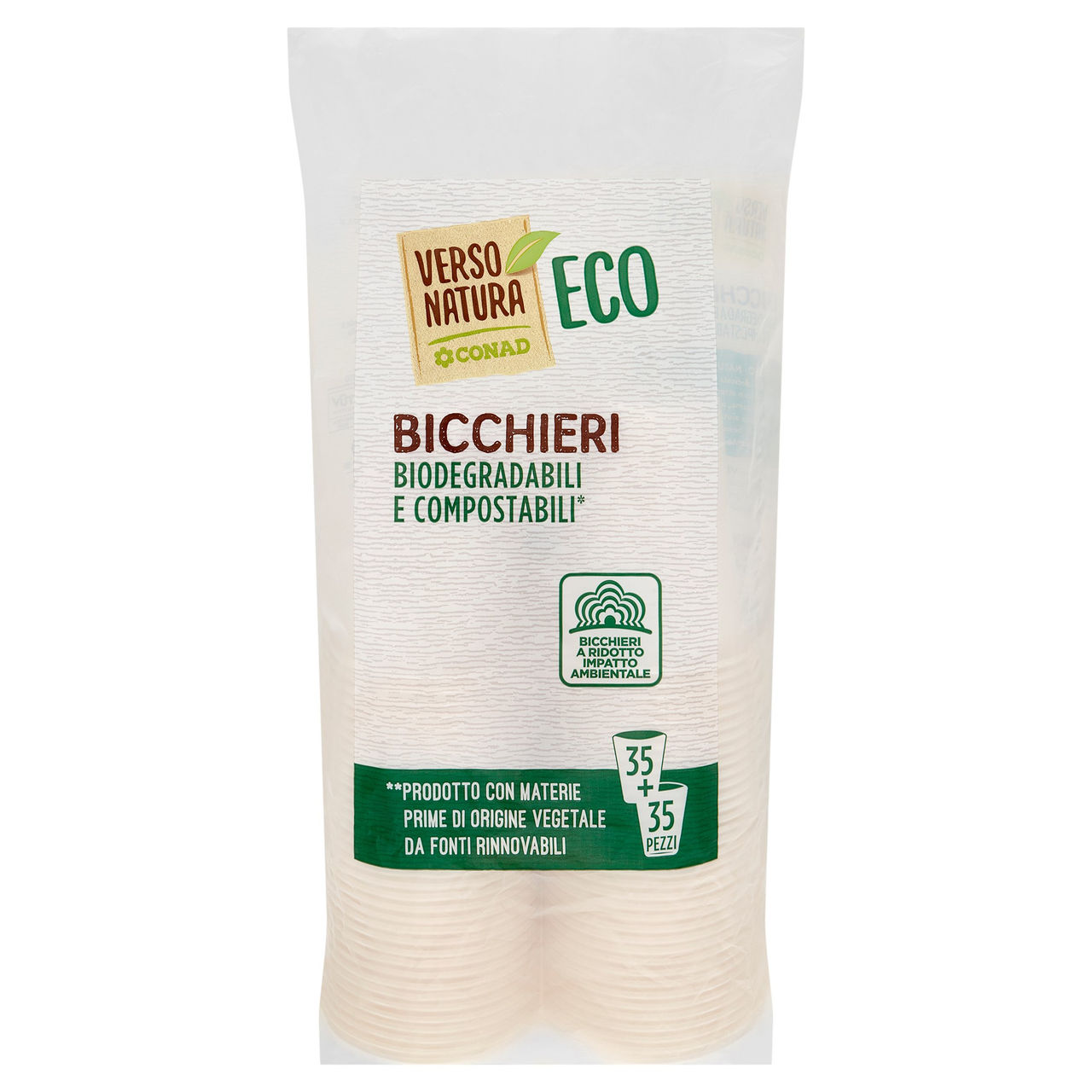 CONAD VERSO NATURA Eco Bicchieri Biodegradabili e Compostabili* 35 35 pz