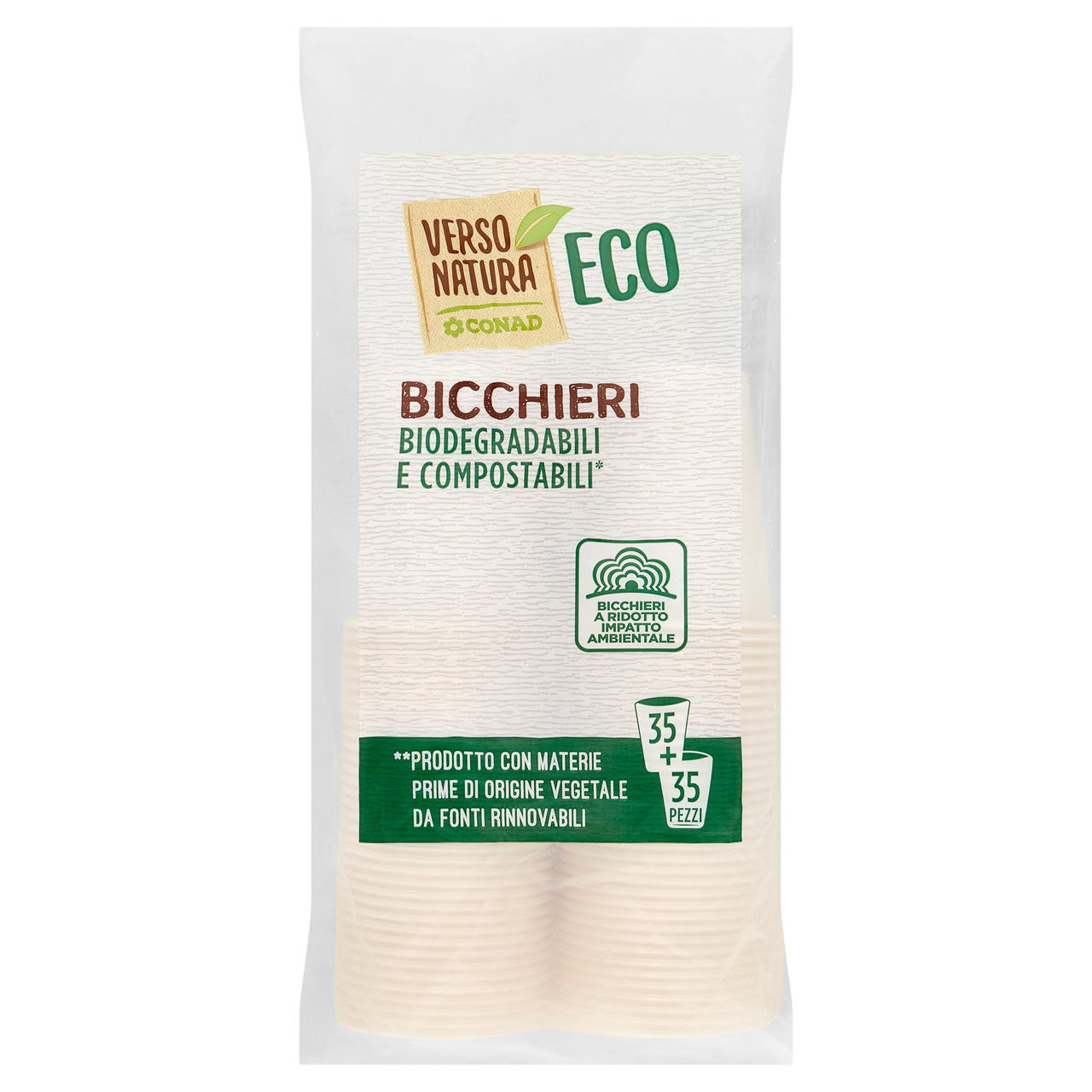 CONAD VERSO NATURA Eco Bicchieri Biodegradabili e Compostabili* 35 35 pz