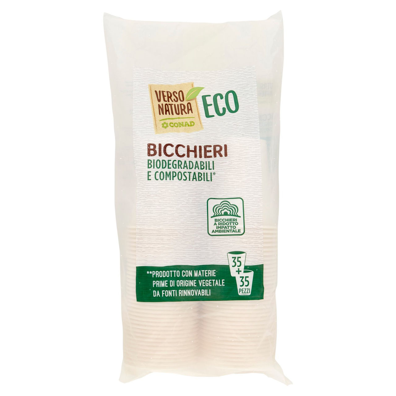 CONAD VERSO NATURA Eco Bicchieri Biodegradabili e Compostabili* 35 35 pz