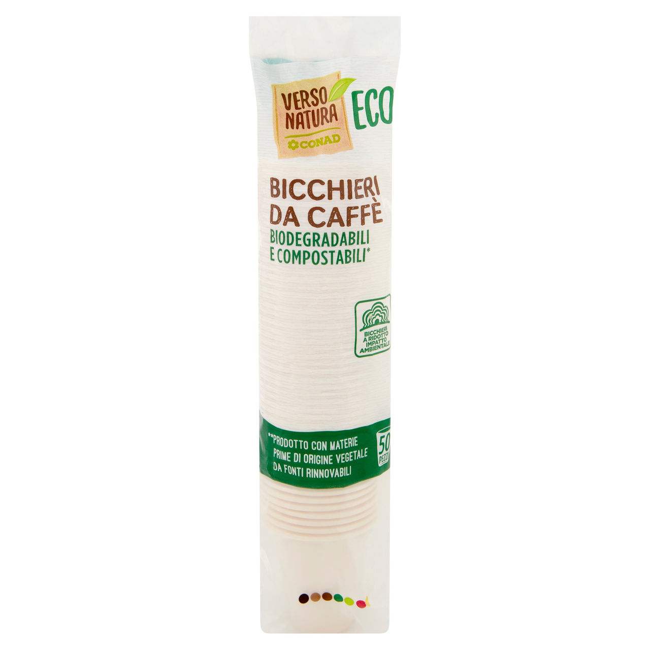 CONAD VERSO NATURA Eco Bicchieri da Caffè Biodegradabili e Compostabili* 50 pz