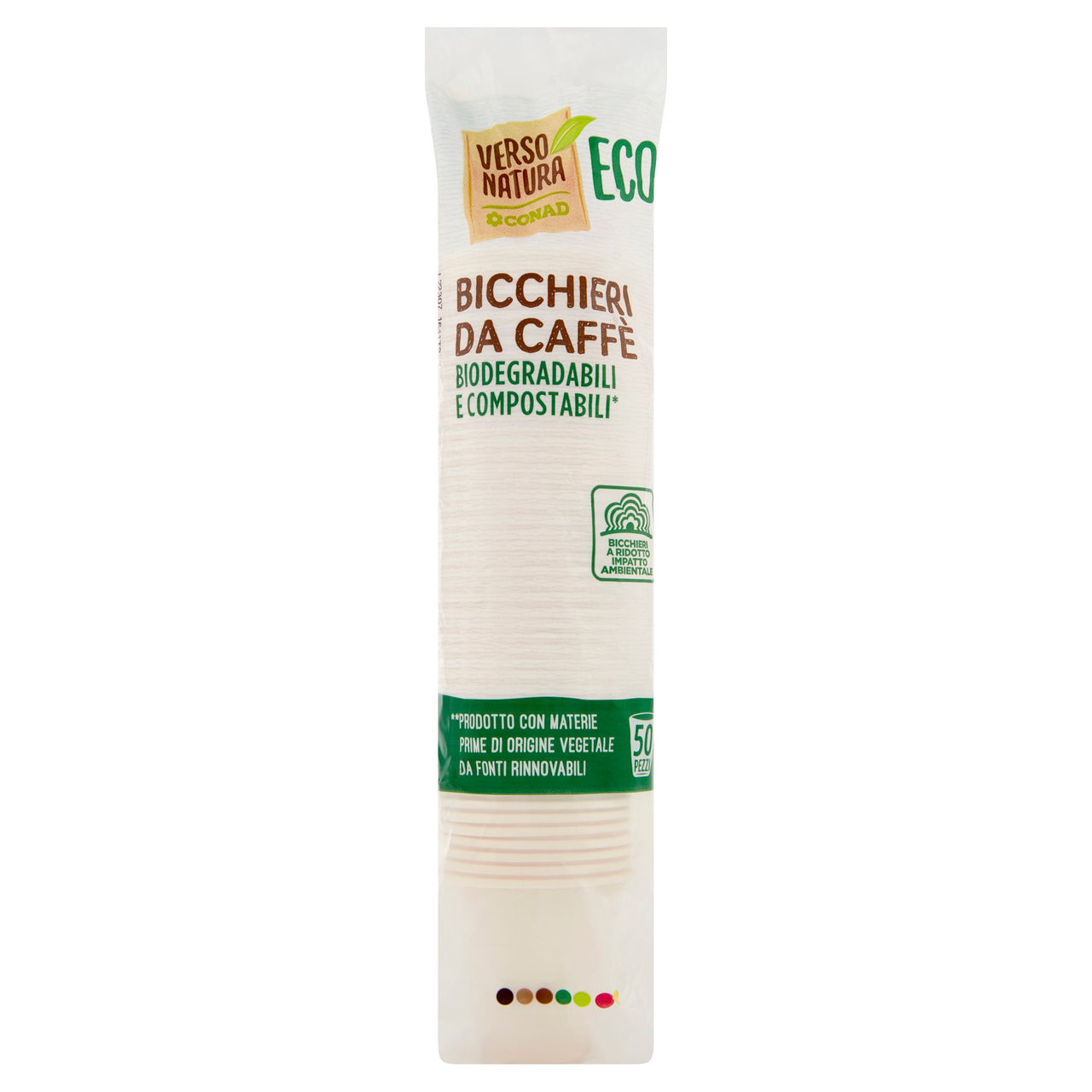 CONAD VERSO NATURA Eco Bicchieri da Caffè Biodegradabili e Compostabili* 50 pz