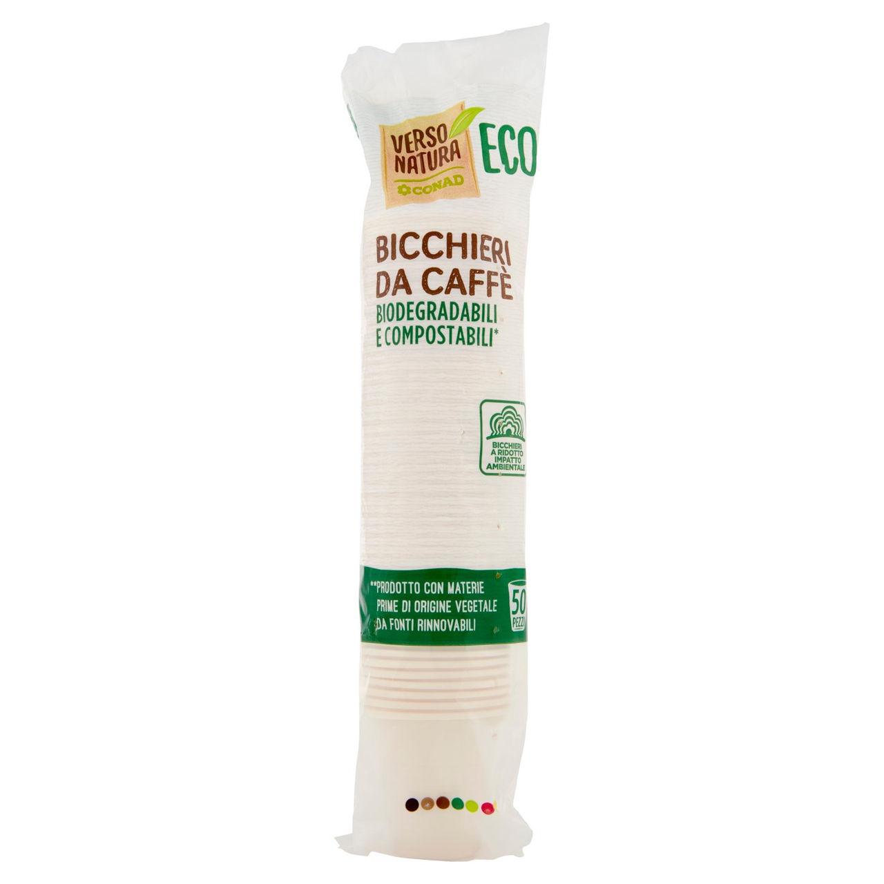 CONAD VERSO NATURA Eco Bicchieri da Caffè Biodegradabili e Compostabili* 50 pz