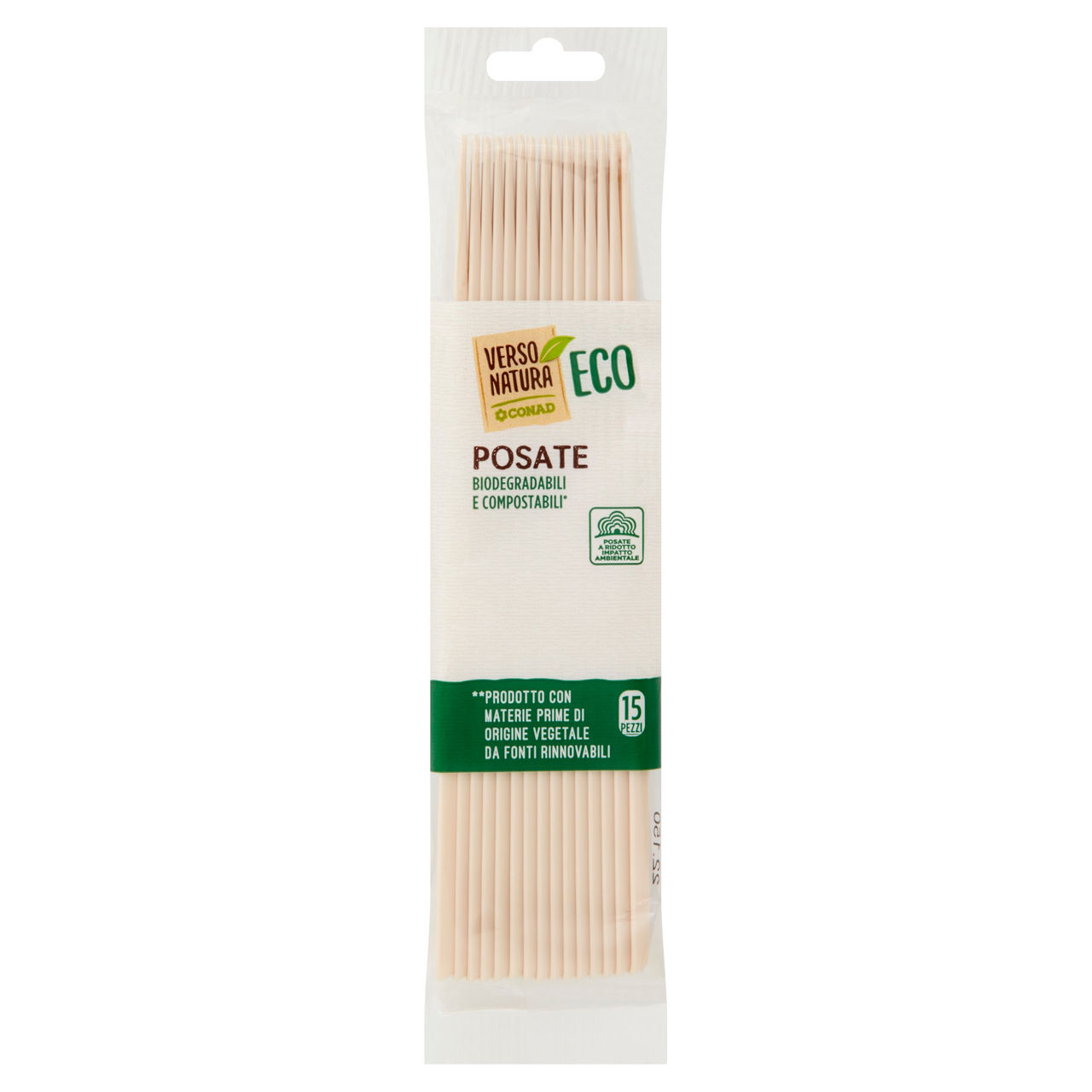 CONAD VERSO NATURA Eco Posate Biodegradabili e Compostabili* Coltelli 15 pz