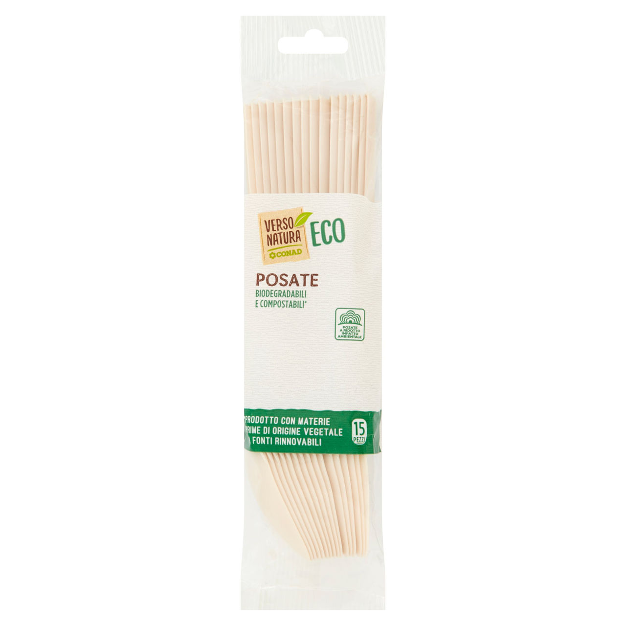 CONAD VERSO NATURA Eco Posate Biodegradabili e Compostabili* Cucchiai 15 pz