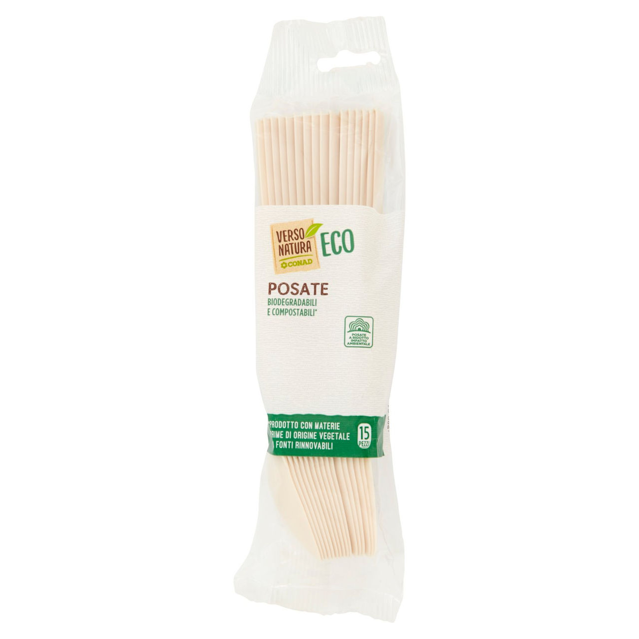 CONAD VERSO NATURA Eco Posate Biodegradabili e Compostabili* Cucchiai 15 pz