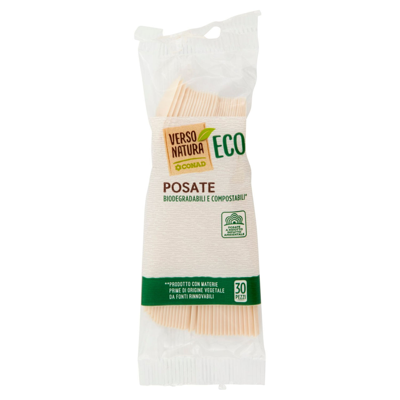 CONAD VERSO NATURA Eco Posate Biodegradabili e Compostabili* Cucchiaini 30 pz