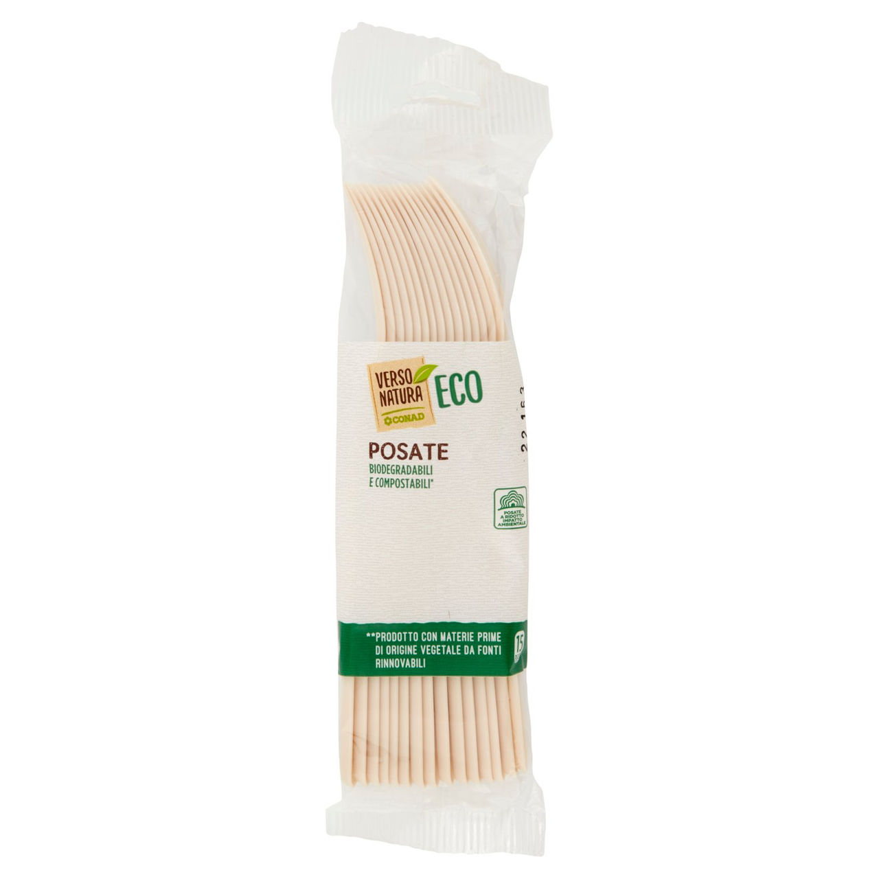 CONAD VERSO NATURA Eco Posate Biodegradabili e Compostabili* Forchette 15 pz