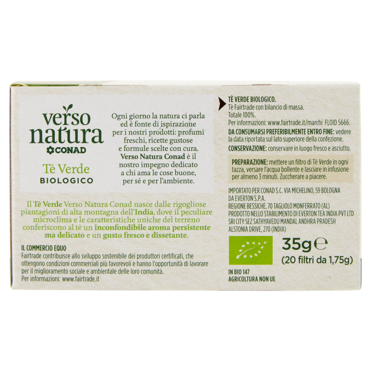 Tè verde biologico 20 filtri g 35 Conad online | Conad