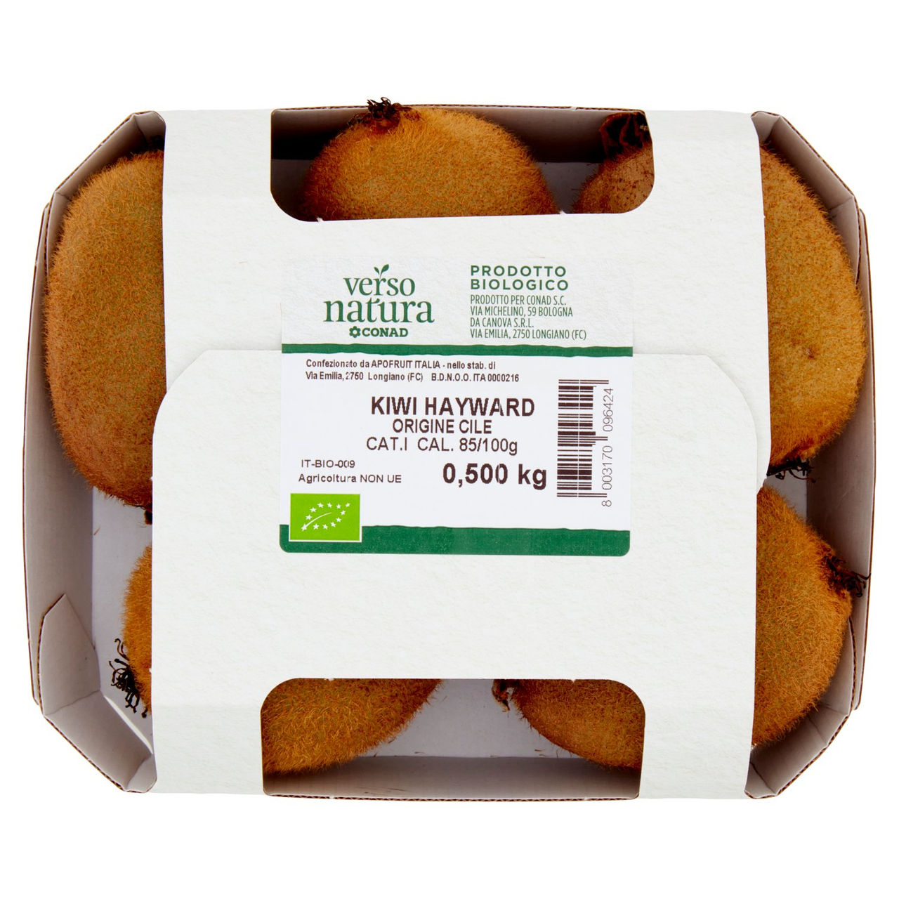 CONAD VERSO NATURA Kiwi biologici Hayward Cile Cal. 85/100g 0,500 kg