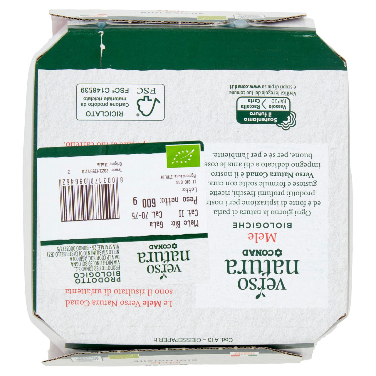 CONAD VERSO NATURA Mele Biologiche Gala Italia Cal. 70-75 600 g