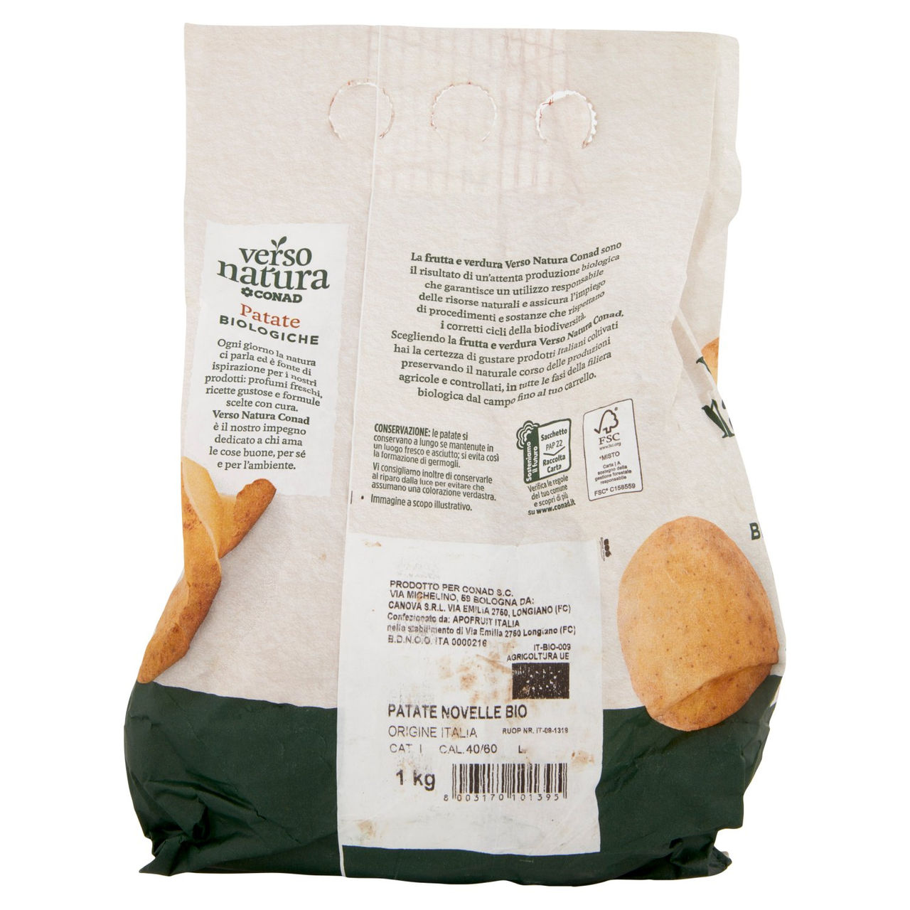 CONAD VERSO NATURA Patate Novelle Bio Italia Cal. 40/60 Biologiche 1 kg