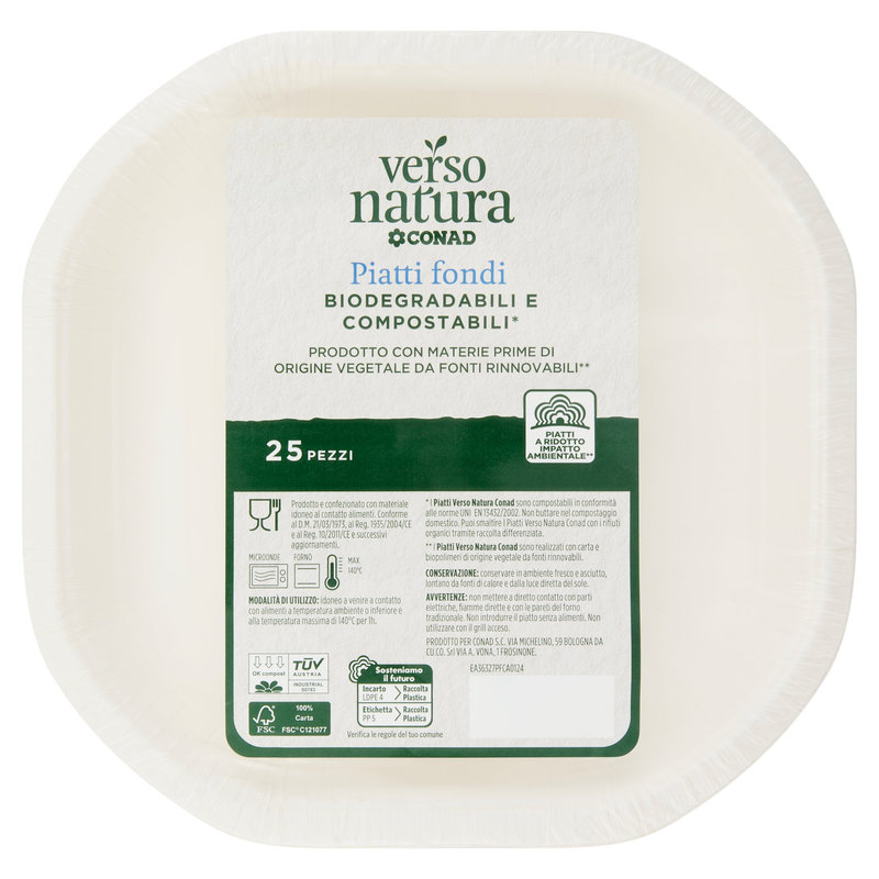 Piatti Fondi Biodegradabili E Compostabili 25pz Conad In Vendita Online - 12