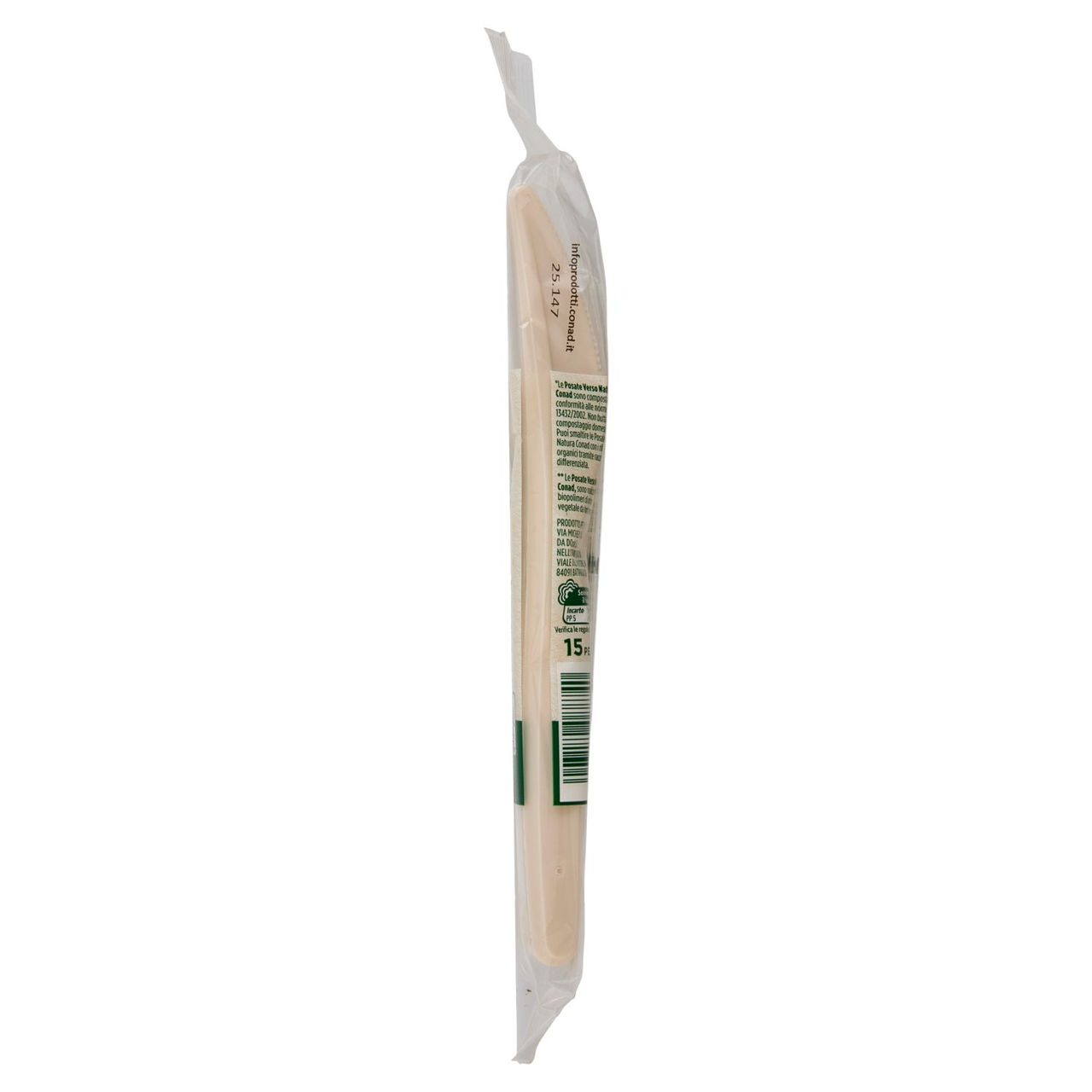 CONAD VERSO NATURA Posate Biodegradabili e Compostabili* Coltelli 15 pz