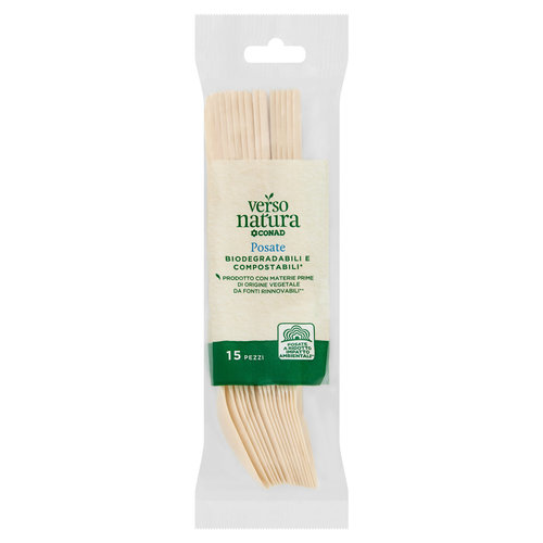 CONAD VERSO NATURA Posate Biodegradabili e Compostabili* Cucchiai 15 pz