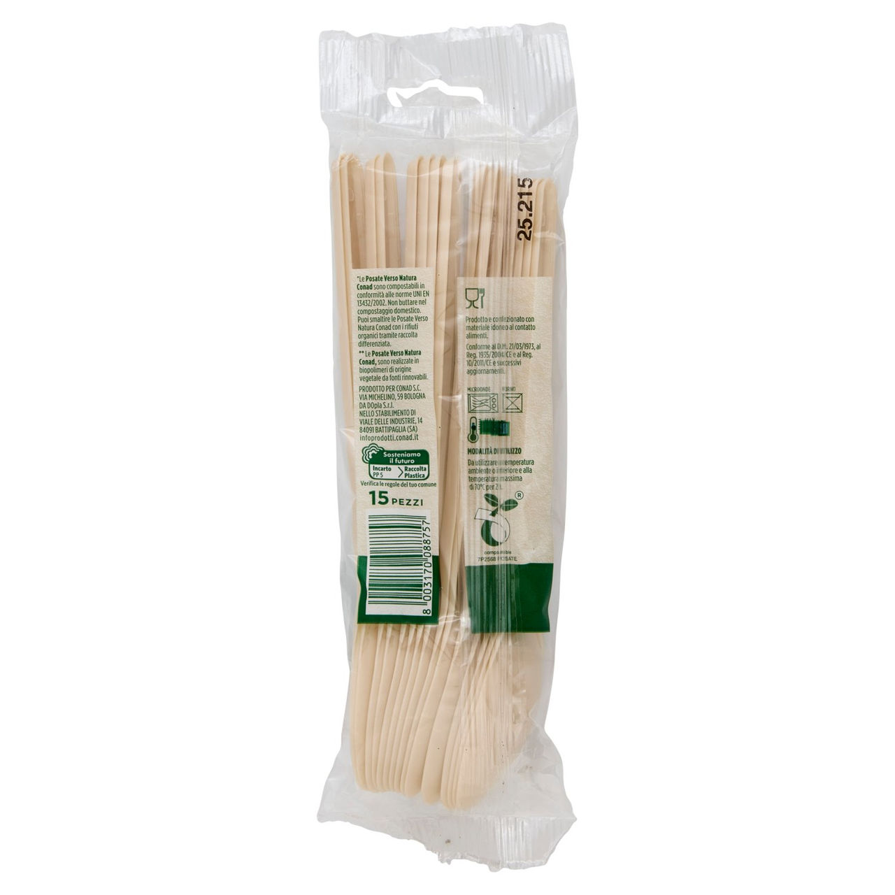CONAD VERSO NATURA Posate Biodegradabili e Compostabili* Cucchiai 15 pz