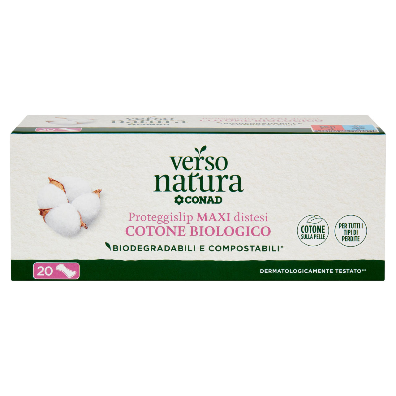 CONAD VERSO NATURA Proteggislip Maxi distesi Cotone Biologico 20 pz