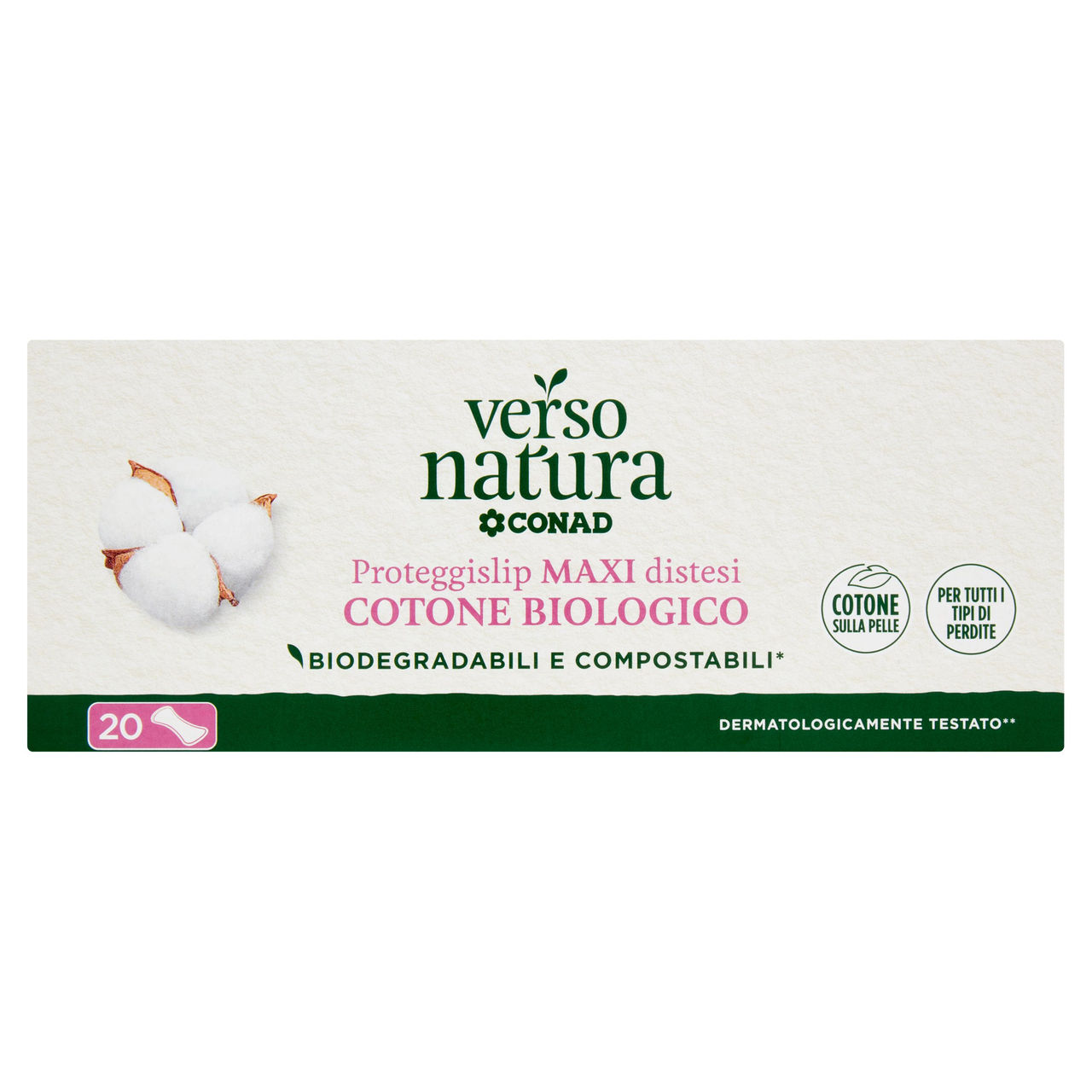 CONAD VERSO NATURA Proteggislip Maxi distesi Cotone Biologico 20 pz