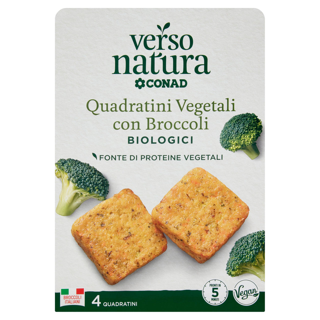 CONAD VERSO NATURA Quadratini Vegetali con Broccoli Biologici 4 Quadratini 160 g