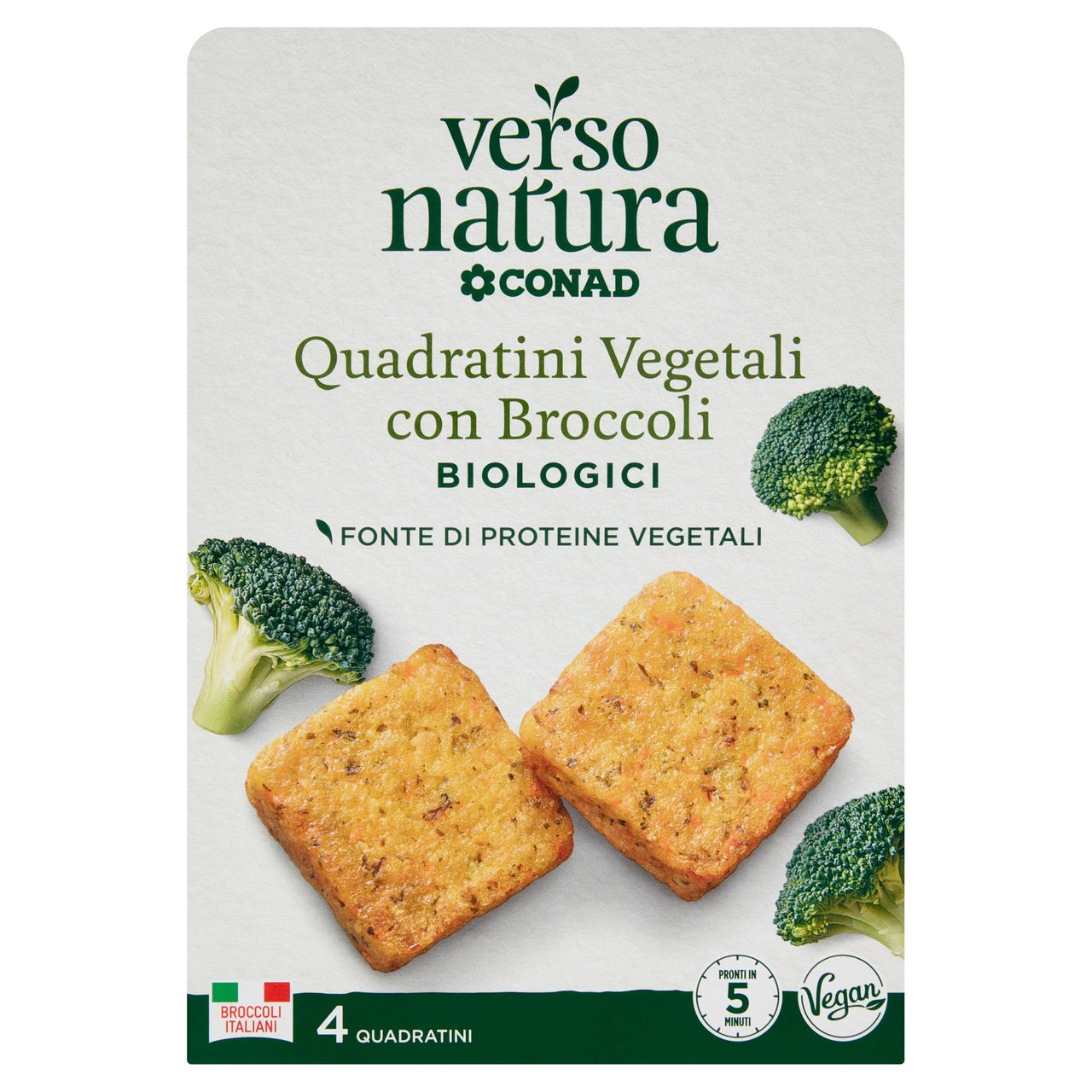 CONAD VERSO NATURA Quadratini Vegetali con Broccoli Biologici 4 Quadratini 160 g